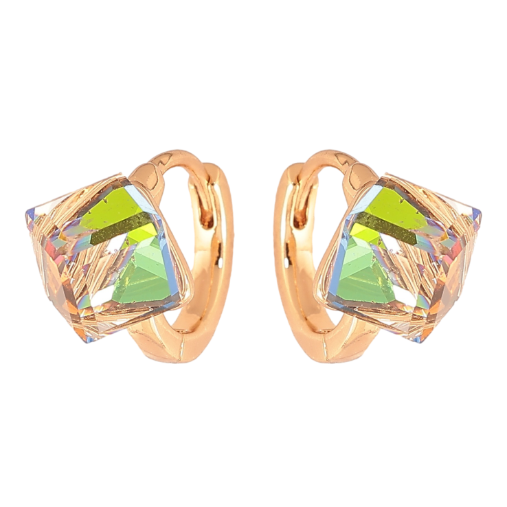 Сережки Xuping Колір Позолота 18K колечка Кольорові кристальні кубики фото №20