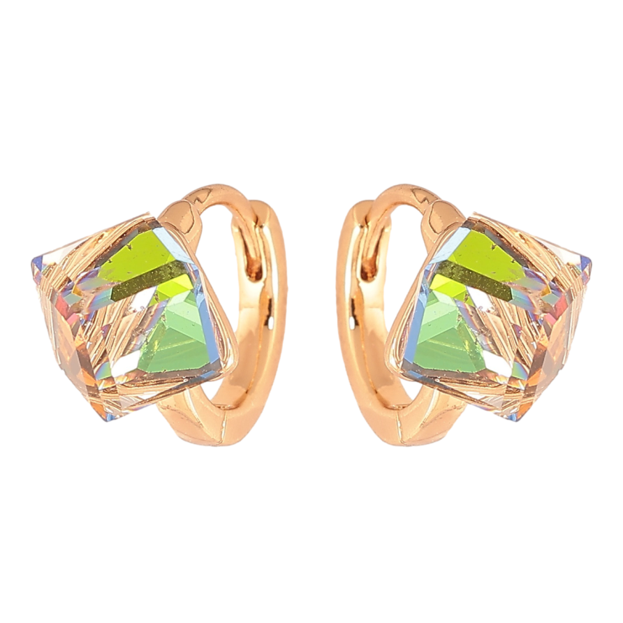 Сережки Xuping Колір Позолота 18K колечка Кольорові кристальні кубики фото №1 Сережки Xuping Колір Позолота 18K колечка Кольорові кристальні кубики фото №1