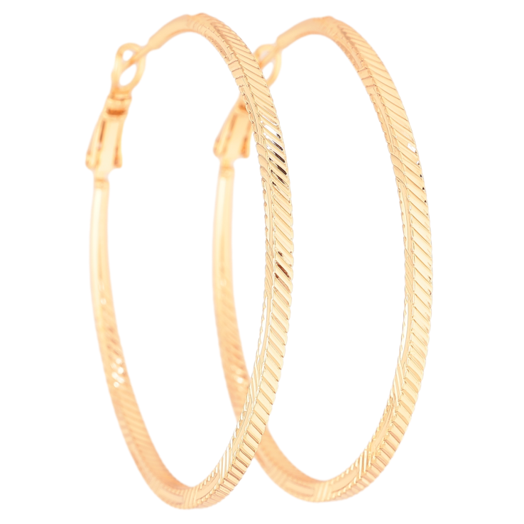 Сережки Xuping колір Позолота 18K кільця (конго) Декоративний візерунок ø 5см фото №3