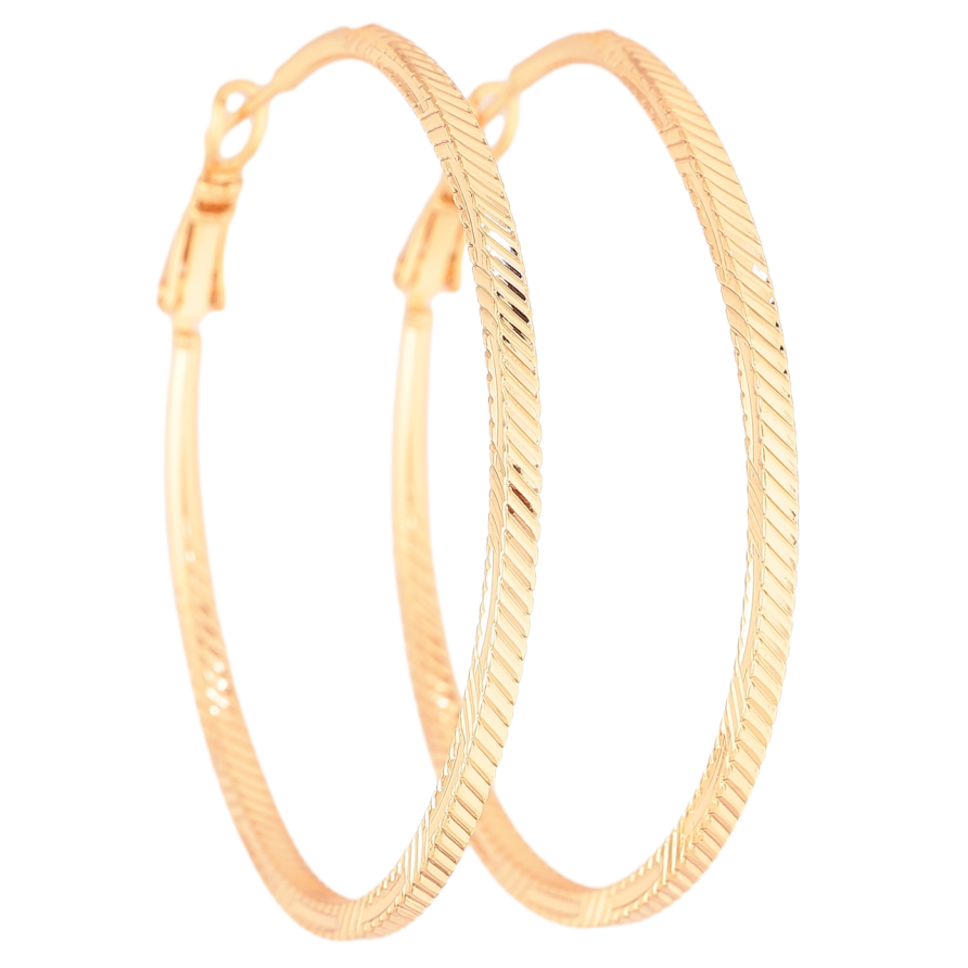 Сережки Xuping колір Позолота 18K кільця (конго) Декоративний візерунок ø 5см фото №1