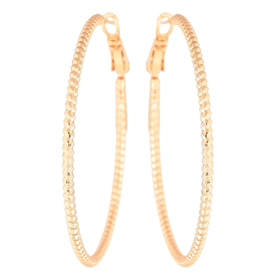 Сережки Xuping колір Позолота 18K кільця (конго) Декоративний візерунок ø 4.5см фото №1