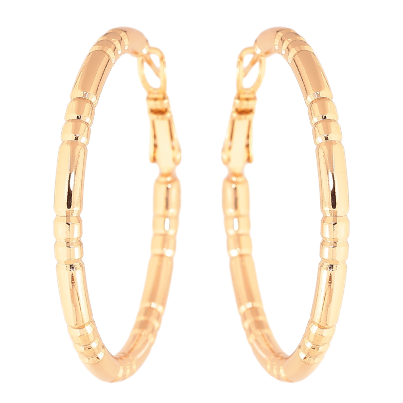 Сережки Xuping колір Позолота 18K кільця (конго) Декоративний візерунок ø 4см фото №1