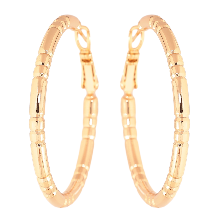 Сережки Xuping колір Позолота 18K кільця (конго) Декоративний візерунок ø 4см фото №1