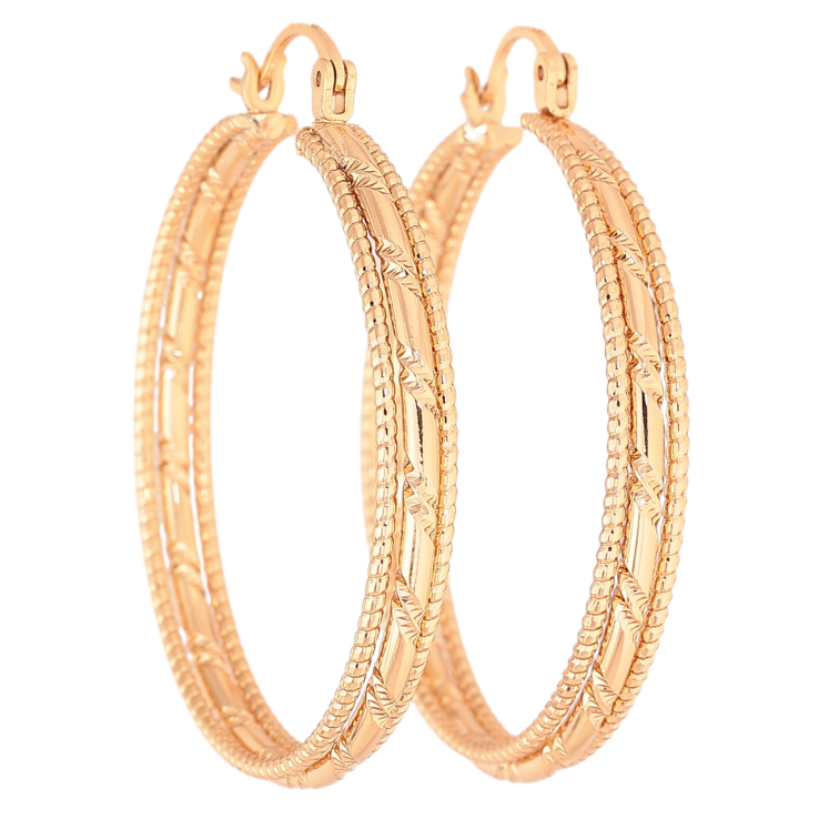 Сережки Xuping колір Позолота 18K кільця (конго) Декоративний візерунок ø 4см фото №5