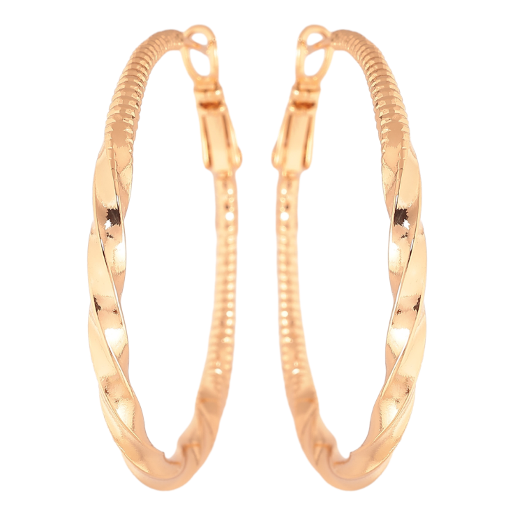 Сережки Xuping колір Позолота 18K кільця (конго) Декоративний візерунок ø 4см фото №6