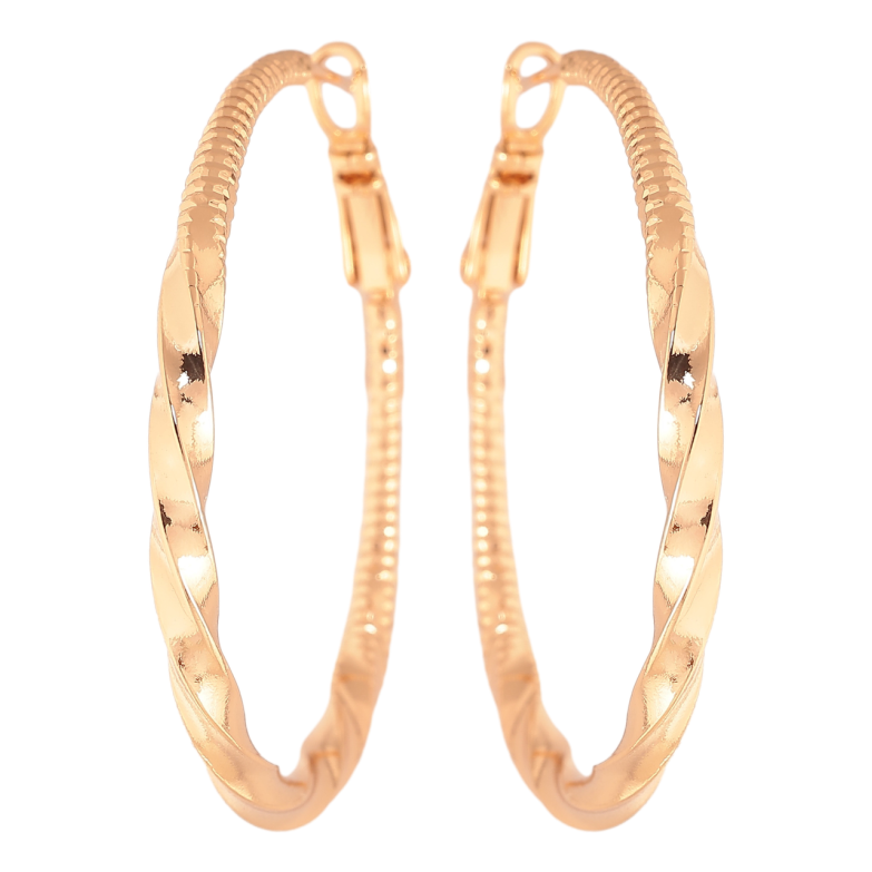 Сережки Xuping колір Позолота 18K кільця (конго) Декоративний візерунок ø 4см фото №1