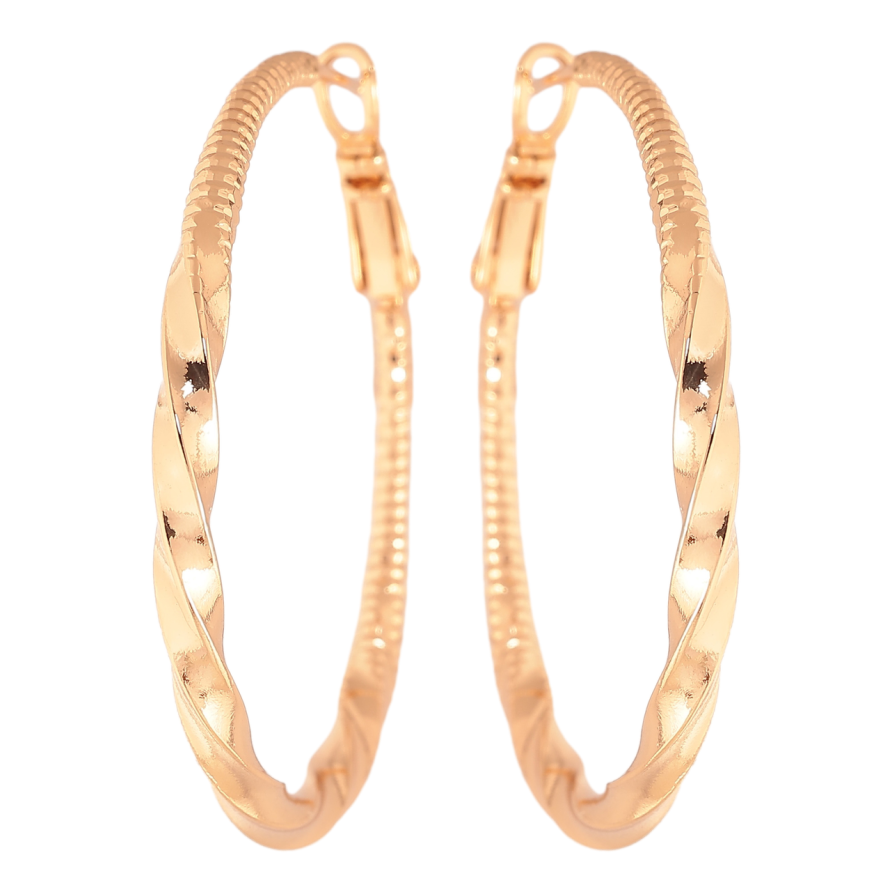 Сережки Xuping колір Позолота 18K кільця (конго) Декоративний візерунок ø 4см фото №1