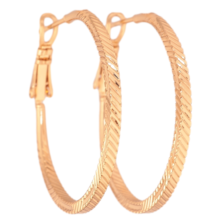 Сережки Xuping колір Позолота 18K кільця (конго) Декоративний візерунок ø 3.5см фото №1