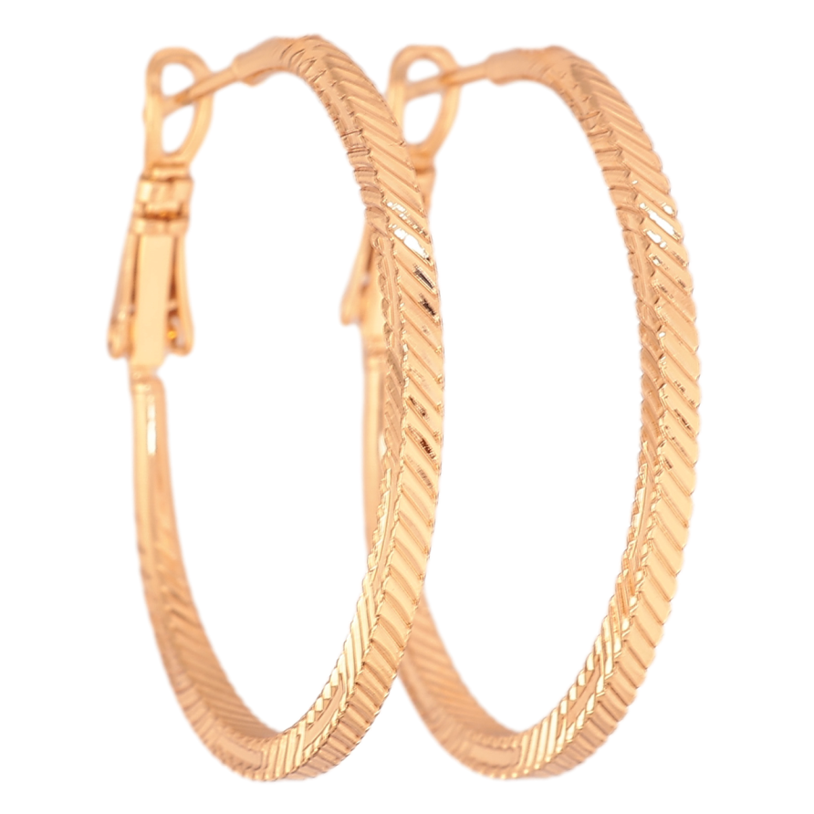 Сережки Xuping колір Позолота 18K кільця (конго) Декоративний візерунок ø 3.5см фото №1