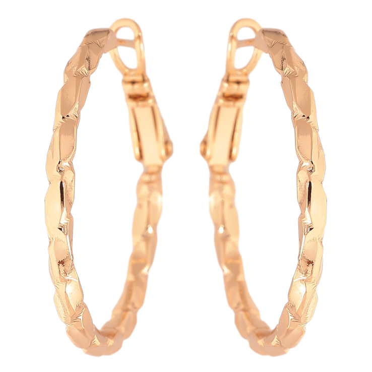 Сережки Xuping колір Позолота 18K кільця (конго) Декоративний візерунок ø 3см фото №24