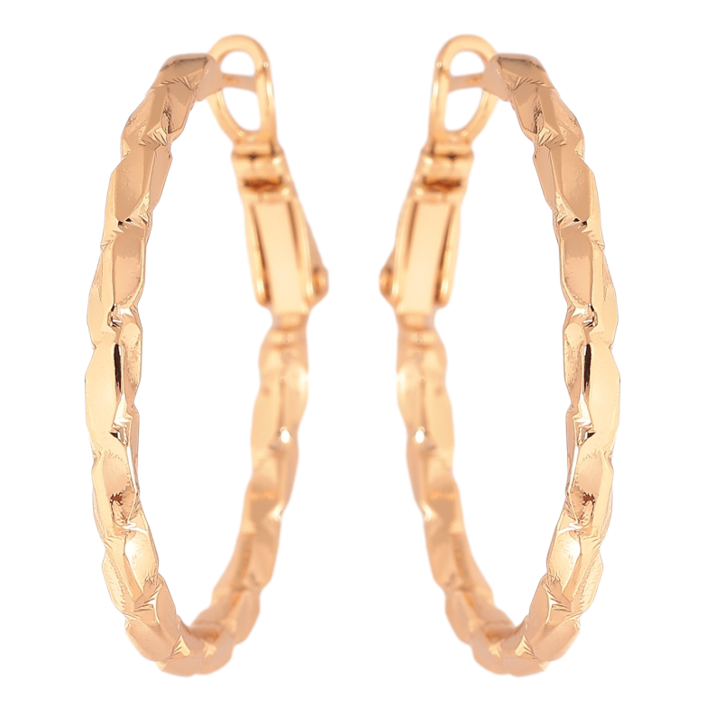 Сережки Xuping колір Позолота 18K кільця (конго) Декоративний візерунок ø 3см фото №1