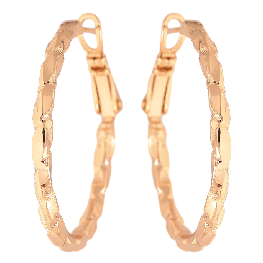 Сережки Xuping колір Позолота 18K кільця (конго) Декоративний візерунок ø 3см фото №1