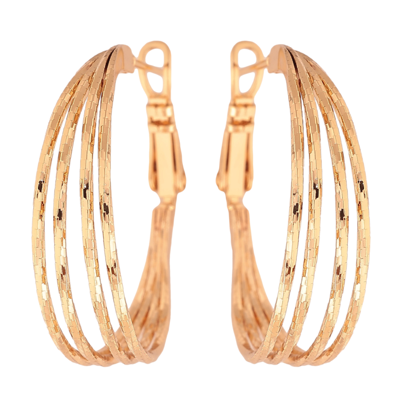 Серьги Xuping цвет Позолота 18K кольца (конго) Декоративный узор ø 3см фото №1