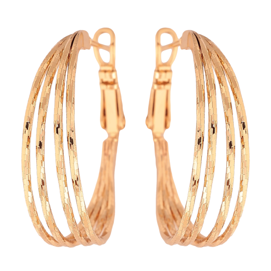 Сережки Xuping колір Позолота 18K кільця (конго) Декоративний візерунок ø 3см фото №1