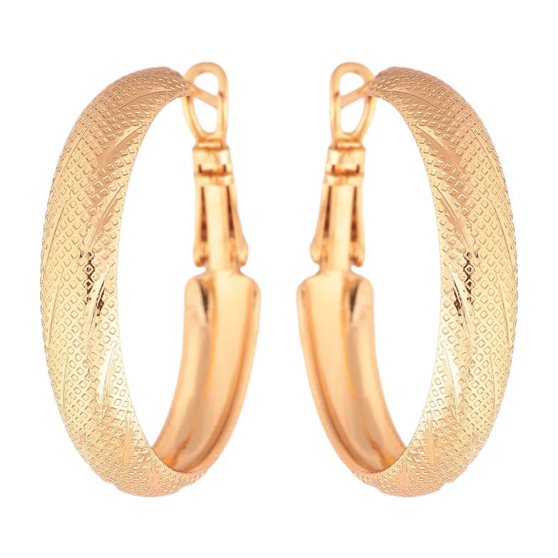 Сережки Xuping колір Позолота 18K кільця (конго) Декоративний візерунок ø 3см фото №1