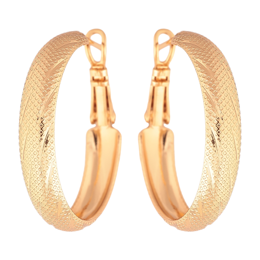 Сережки Xuping колір Позолота 18K кільця (конго) Декоративний візерунок ø 3см фото №1