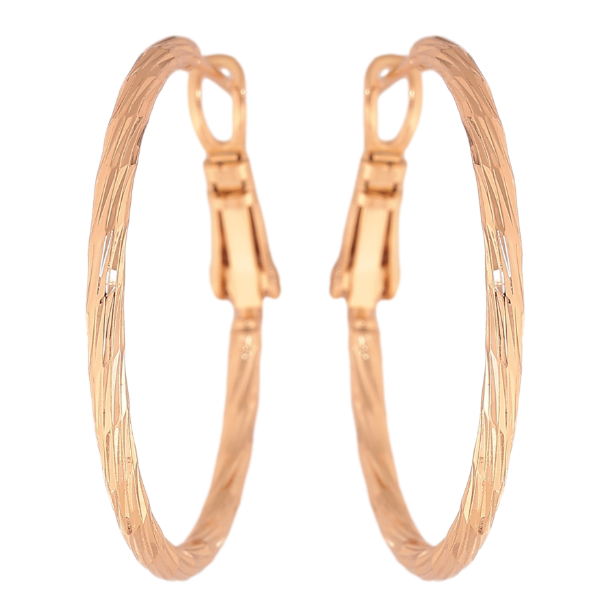 Сережки Xuping колір Позолота 18K кільця (конго) Декоративний візерунок ø 3см фото №1