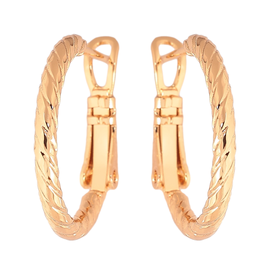 Сережки Xuping колір Позолота 18K кільця (конго) Декоративний візерунок ø 2см фото №1