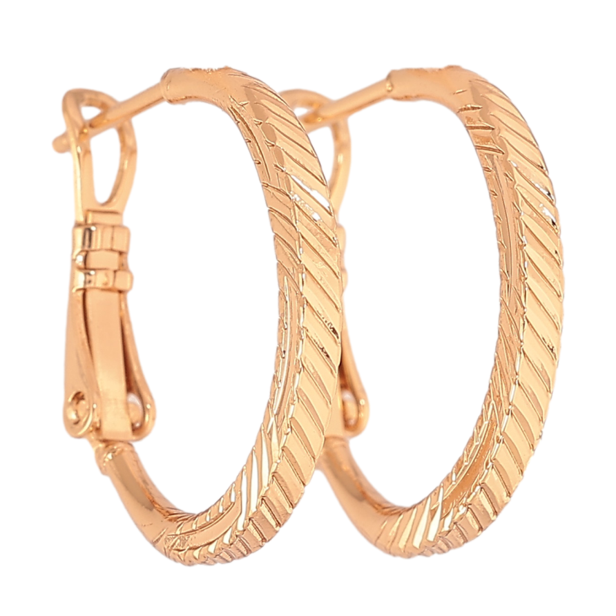 Сережки Xuping колір Позолота 18K кільця (конго) Декоративний візерунок ø 2см фото №1