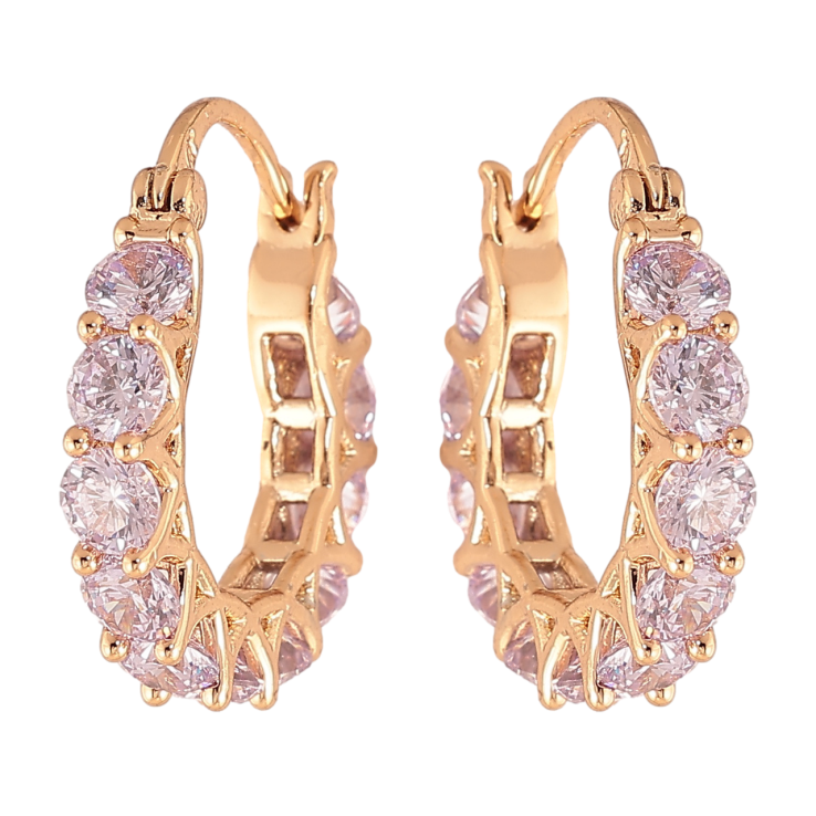 Сережки Xuping колір Позолота 18K замок-шпилька Доріжки бузкових кристалів ø 1.8см фото №21