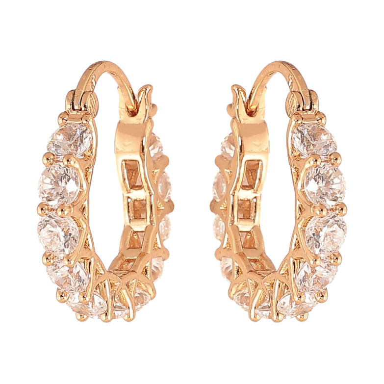 Сережки Xuping колір Позолота 18K замок-шпилька Доріжки кристалів ø 1.8см фото №1