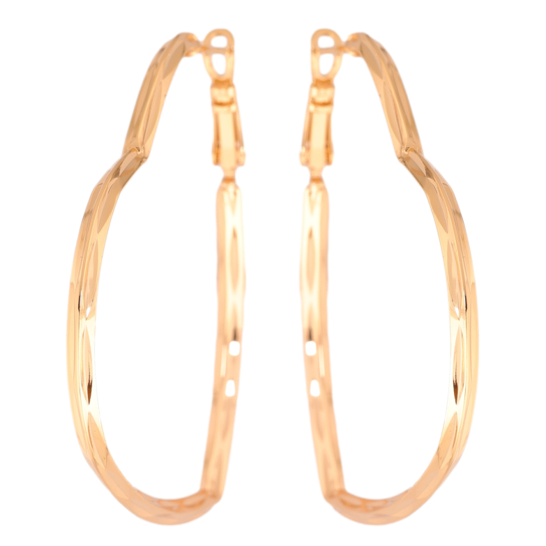 Серьги Xuping цвет Позолота 18K  итальянский замок Сердечки 5 х 5.5см фото №1