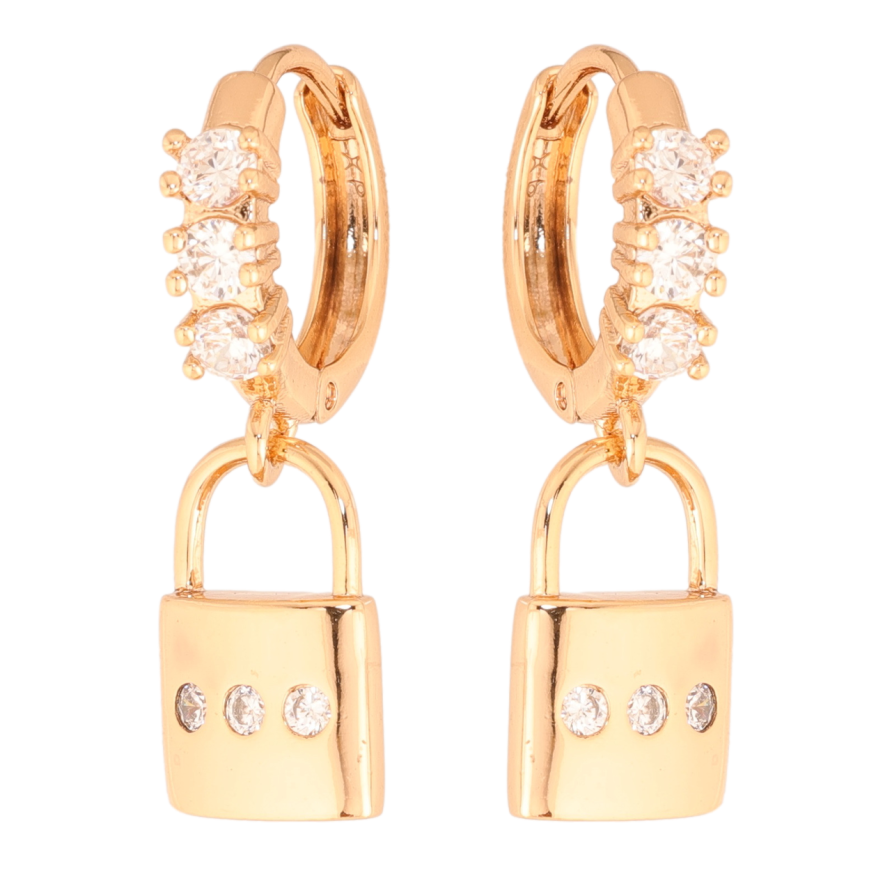 Сережки Xuping колір Позолота 18K підвіски на колечках Замочки з кристалами фото №1