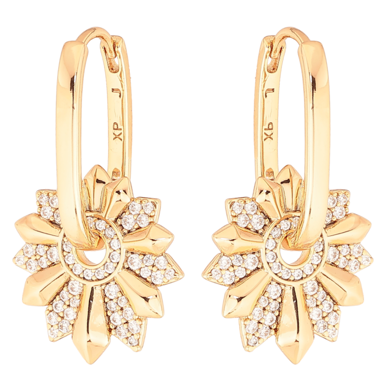 Сережки Xuping колір Позолота 18K підвіски на колечках Декоративні підвіски з кристалами 2 в 1 фото №1