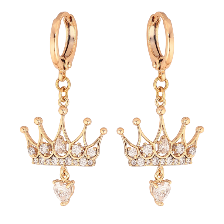 Сережки Xuping колір Позолота 18K підвіски на колечках Корона с кристаллами фото №14