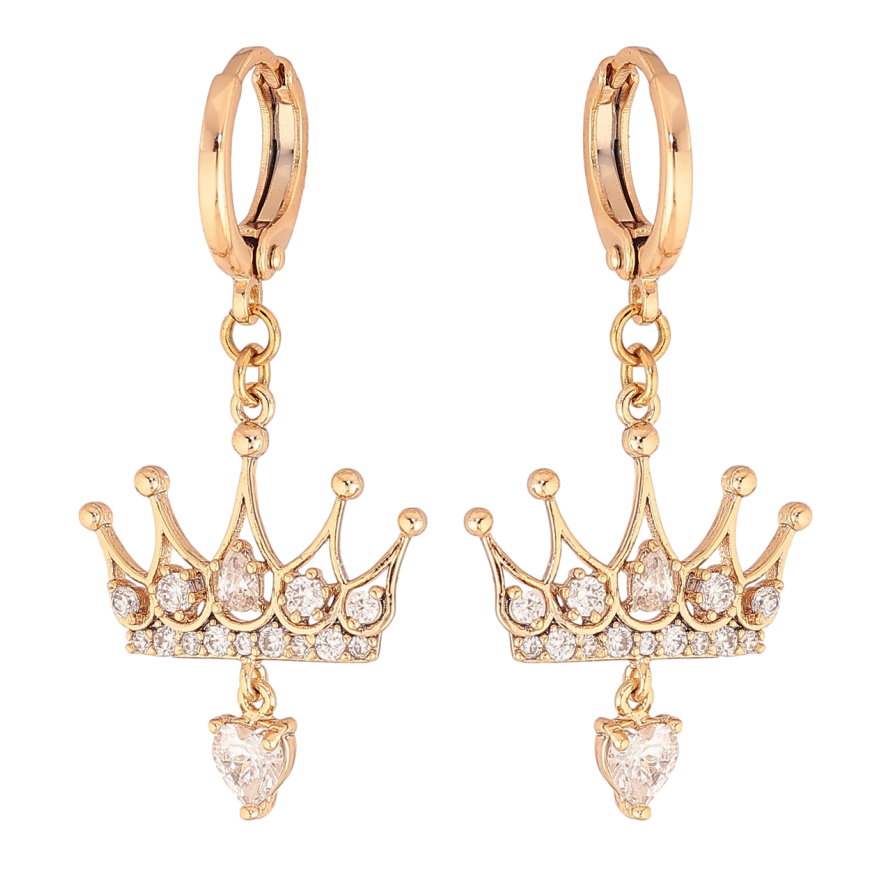 Сережки Xuping колір Позолота 18K підвіски на колечках Корона с кристаллами фото №1