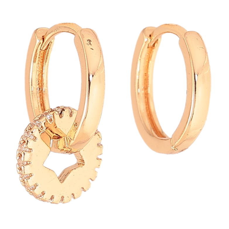 Серьги Xuping цвет Позолота 18K подвески на колечках Асимметричные подвески 2 в 1 фото №1