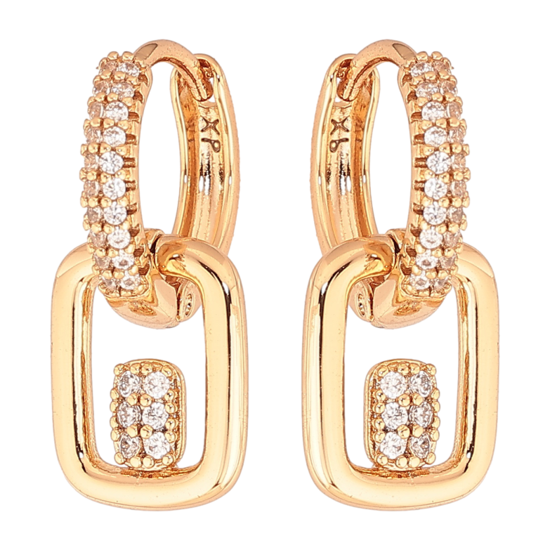 Серьги Xuping цвет Позолота 18K подвески на колечках Подвески с инкрустацией кристаллами фото №1