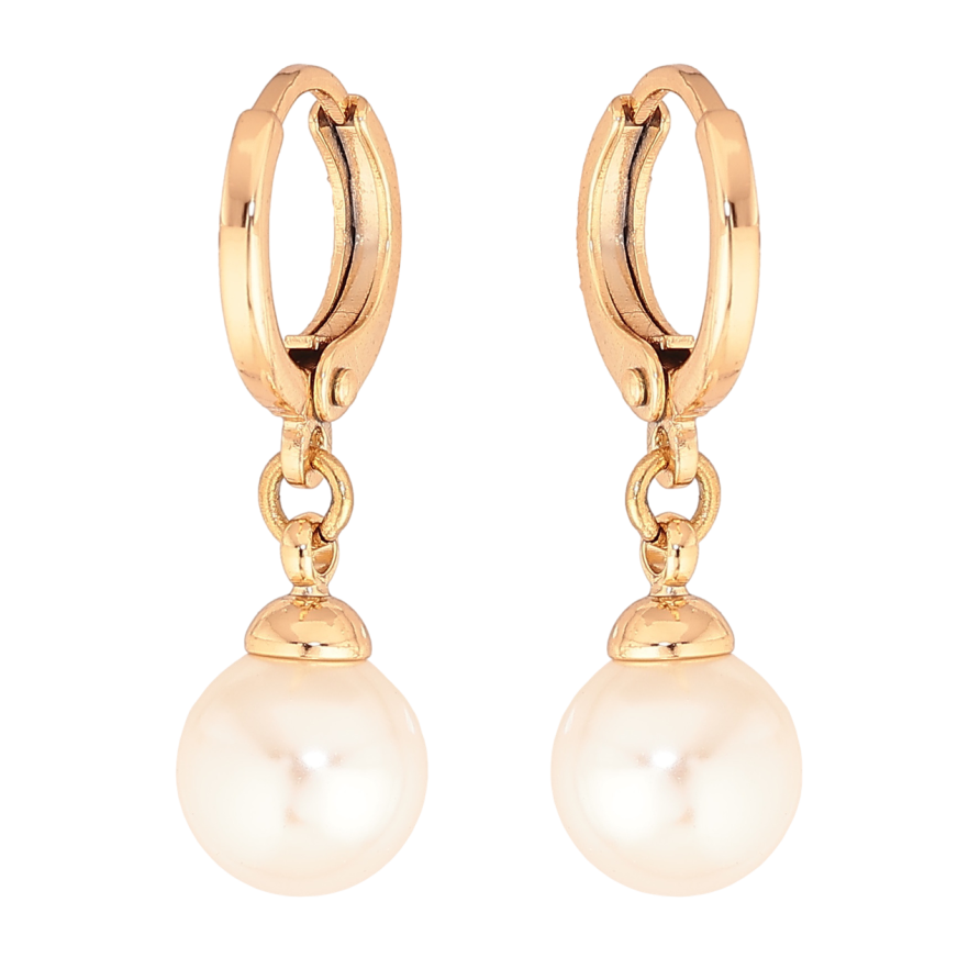 Серьги Xuping цвет Позолота 18K подвески на колечках Жемчужины ø 8 мм фото №1