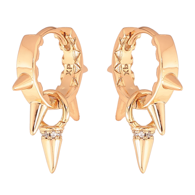 Сережки Xuping колір Позолота 18K підвіски на колечках Візерунок з шипів фото №4