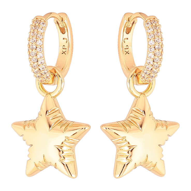 Сережки Xuping колір Позолота 18K підвіски на колечках Зірки 2 в 1 фото №15