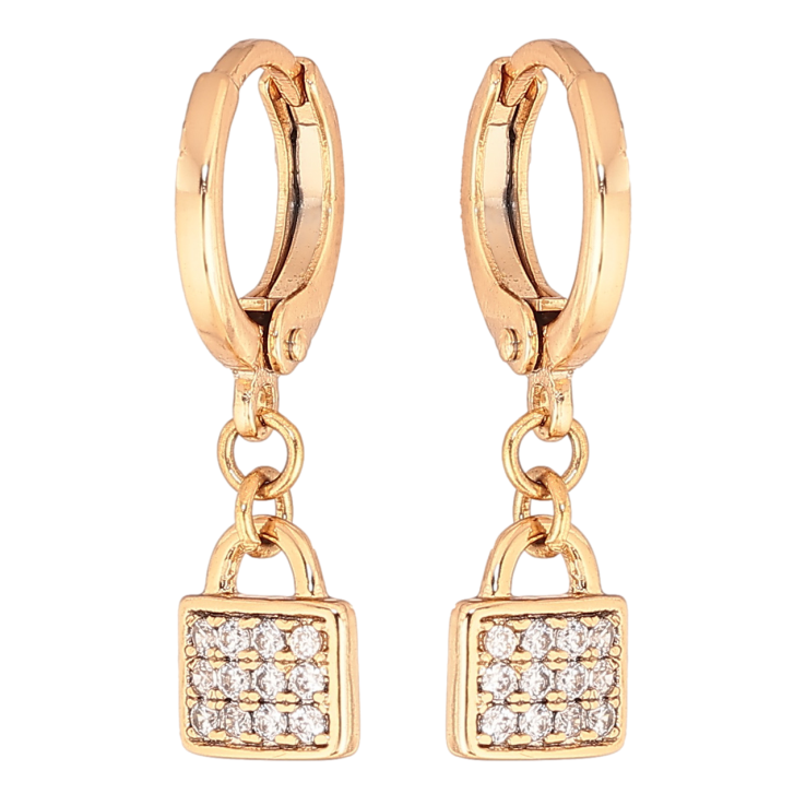 Сережки Xuping колір Позолота 18K підвіски на колечках Замочки з кристалами фото №11