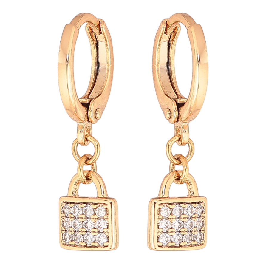 Сережки Xuping колір Позолота 18K підвіски на колечках Замочки з кристалами фото №1