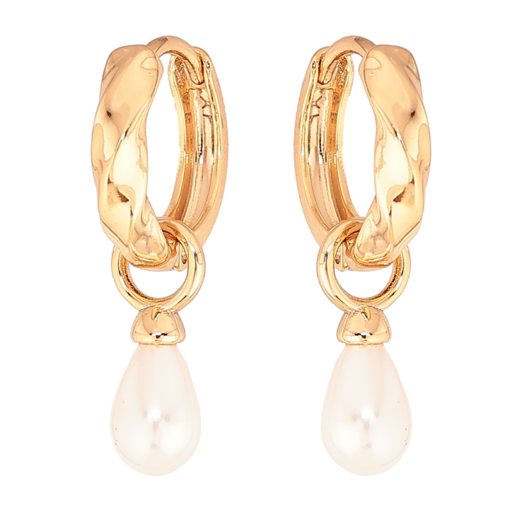 Сережки Xuping колір Позолота 18K підвіски на колечках Перлинки крапельки 2 в 1 фото №3