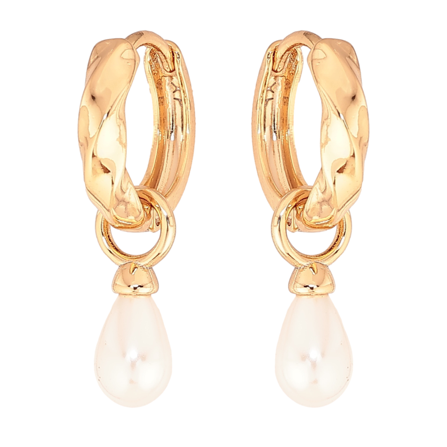 Сережки Xuping колір Позолота 18K підвіски на колечках Перлинки крапельки 2 в 1 фото №1