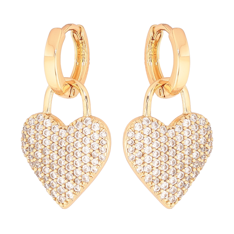 Сережки Xuping колір Позолота 18K підвіски на колечках Сердечка з інкрустацією кристалами 2 в 1 фото №1