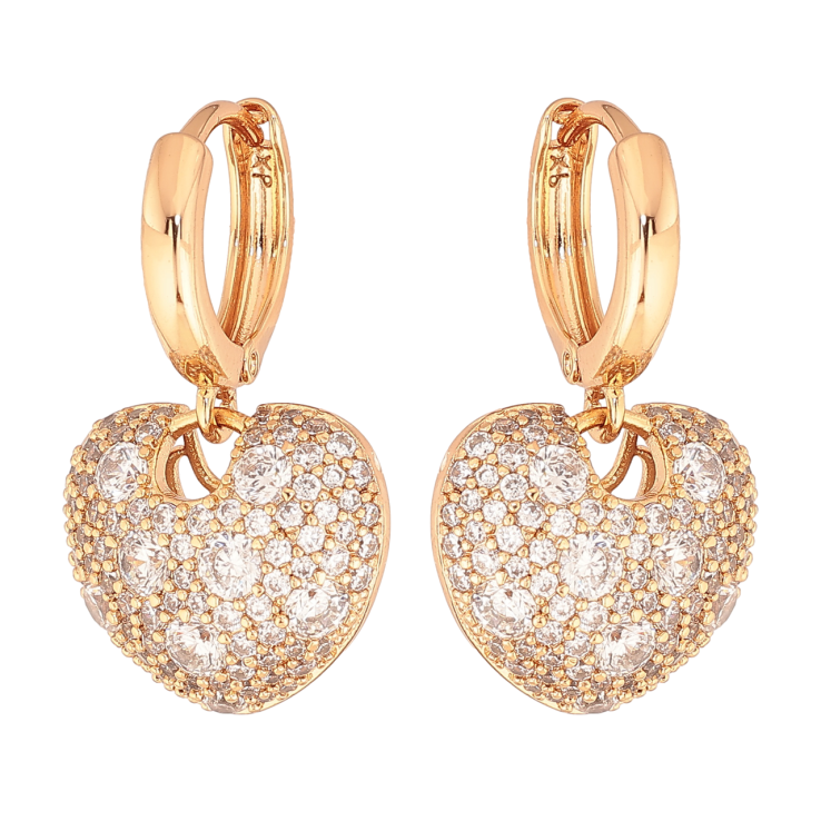 Сережки Xuping колір Позолота 18K підвіски на колечках Сердечка з інкрустацією кристалами фото №19