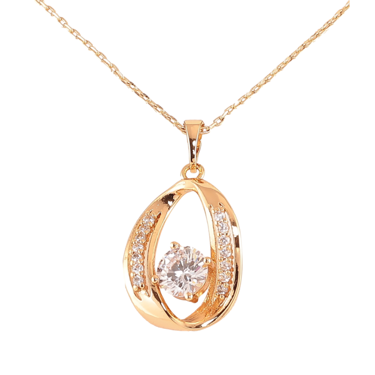 Кулон на цепочке Xuping Цвет Позолота 18K Овал с кристаллами длина 40-45см х 1ммм фото №1