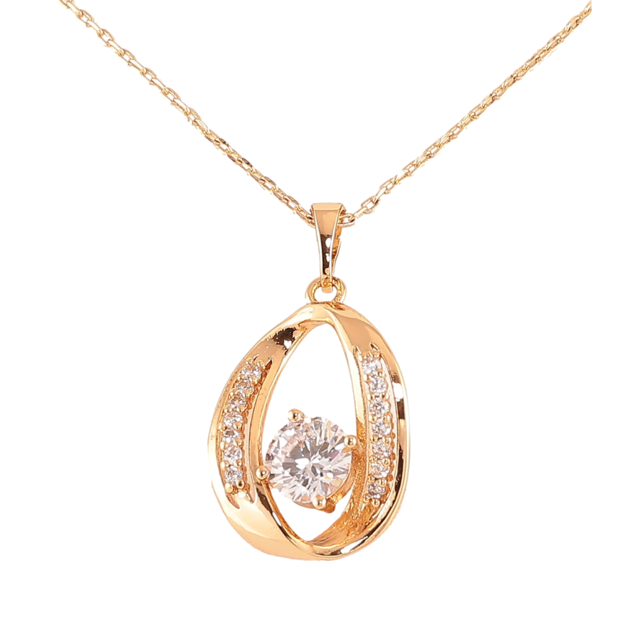Кулон на цепочке Xuping Цвет Позолота 18K Овал с кристаллами длина 40-45см х 1ммм фото №1