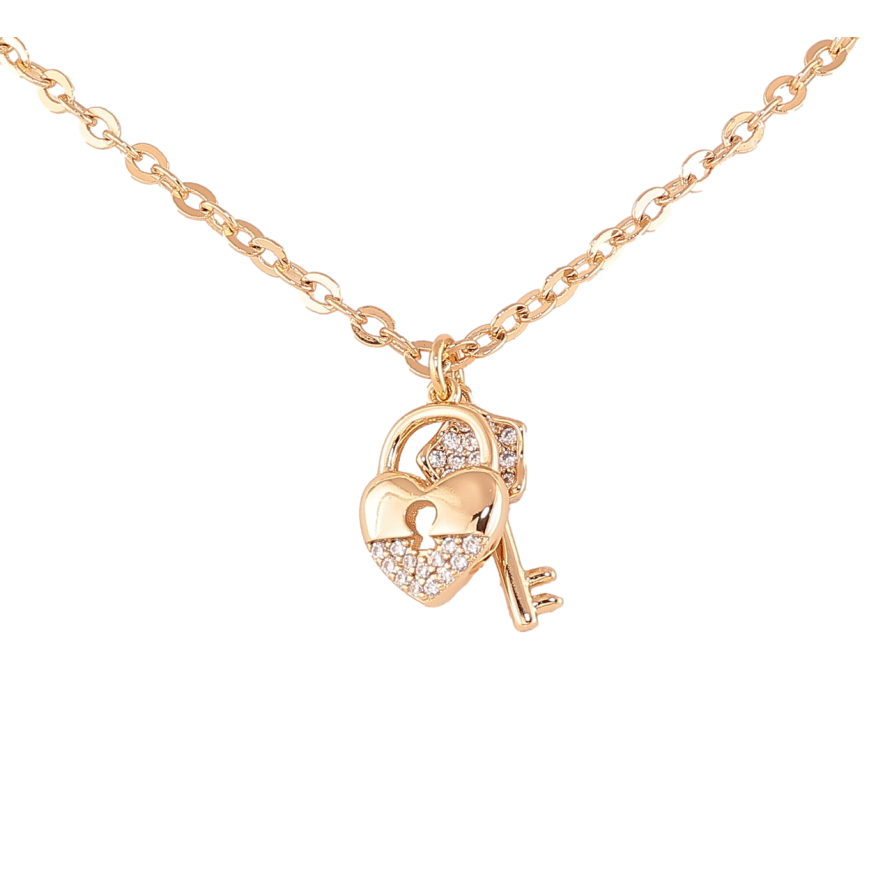 Кулон на ланцюжку Xuping Колір Позолота 18K Замочок з ключиком довжина 42-46см х 3мм фото №1