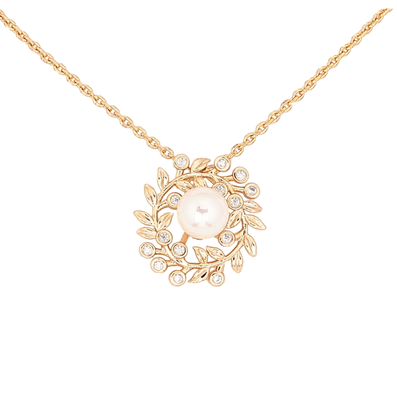 Кулон на цепочке Xuping Цвет Позолота 18K Веночек с жемчужиной длина 45-48см х 1мм фото №3