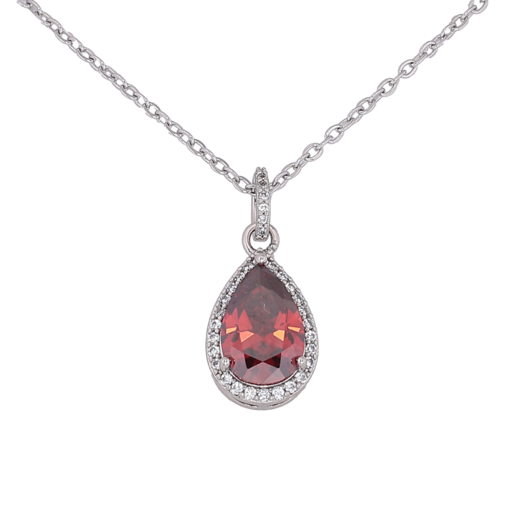 Подвеска на цепочке Xuping Цвет Родий Красный кристалл в обрамлении размер 41-46см х 2мм фото №15