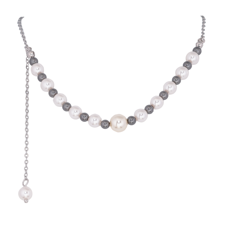 Кольє Xuping Родій Сіро-білі намистини з підвіскою розмір 42-47см х 2-8мм, довжина підвіски 8см фото №10