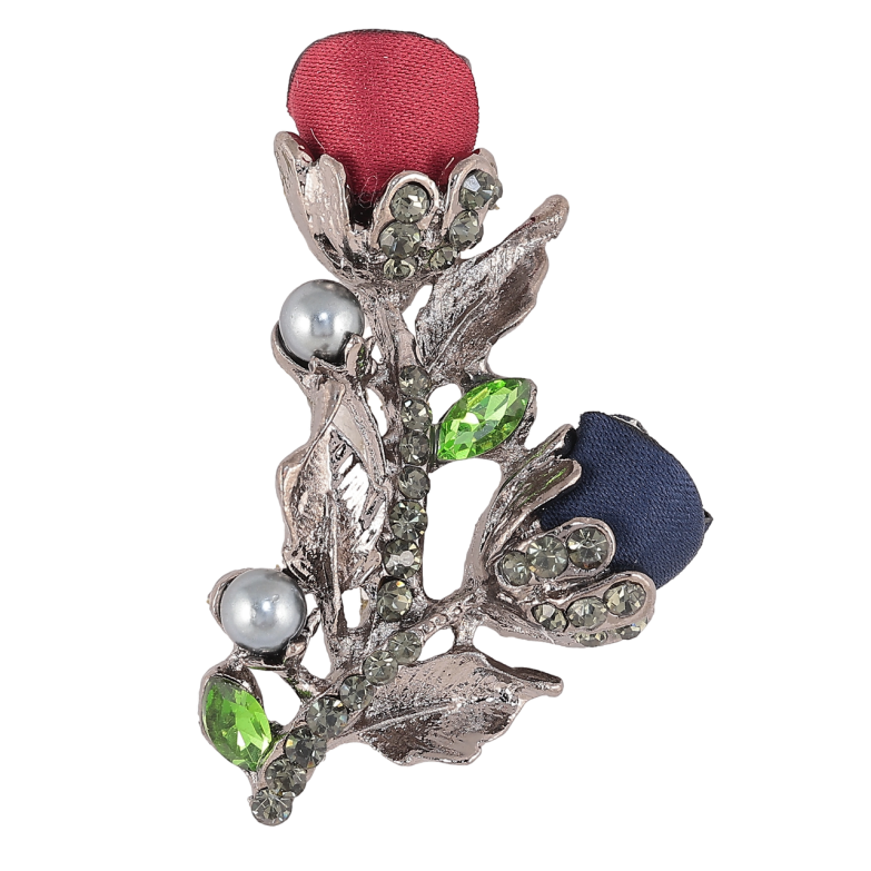 Брошь Сине-красные цветы фото №1