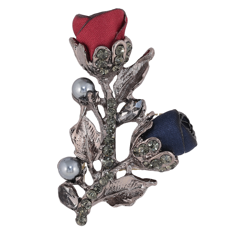 Брошь Красно-синие цветы фото №1