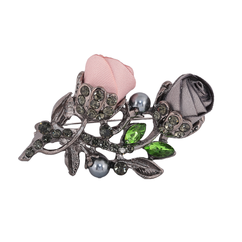 Брошь Розово-серые цветы фото №3
